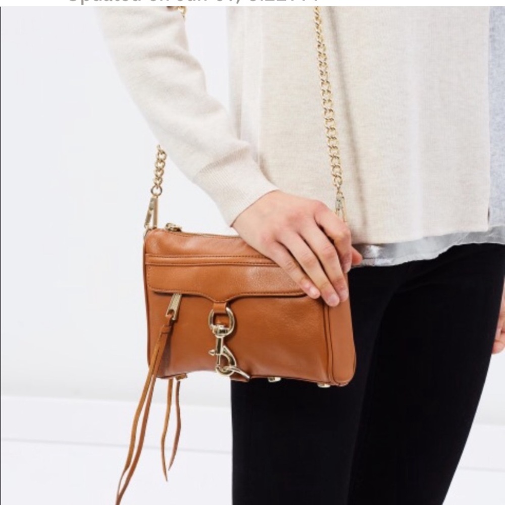 Rebecca Minkoff M.A.C. Brown Crossbody Bag with Gold Chain - Picture 2 of 8